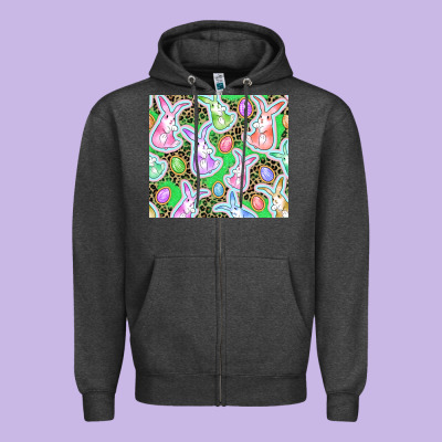 Easter Bunny And Egg Zipper Hoodie Designed By Cowgirlartshop