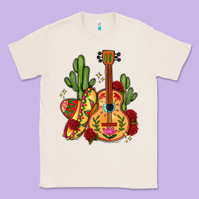 Mexican Guitar Classic Tee Designed By Lillyallendesigns