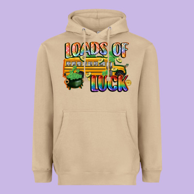 Loads Of Luck With School Bus St. Patrick's Day Heavyweight Hoodie Designed By Fadigitalartstudio