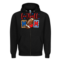 Black Football mom red and blue team color mother's day Zipper Hoodie - HowdyJamesFarm