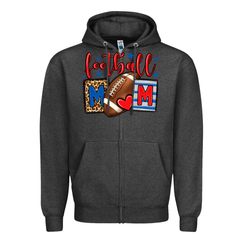 Football Mom Red And Blue Team Color Mother's Day Zipper Hoodie by HowdyJamesFarm | Teevron
