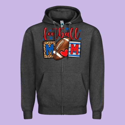 Football Mom Red And Blue Team Color Mother's Day Zipper Hoodie Designed By Howdyjamesfarm