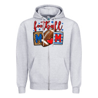 Heather Grey Football mom red and blue team color mother's day Zipper Hoodie - HowdyJamesFarm