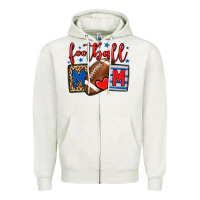 Oatmeal Heather Football mom red and blue team color mother's day Zipper Hoodie - HowdyJamesFarm