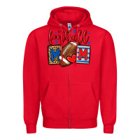 Red Football mom red and blue team color mother's day Zipper Hoodie - HowdyJamesFarm