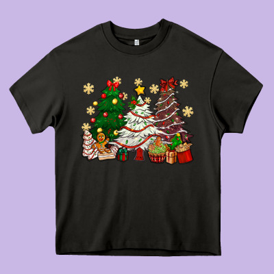 Cake Christmas Trees Heavy Core Tee Designed By Nancycooperartshop