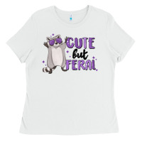 White cute but feral Ladies Tee - MaliasSmallBusiness