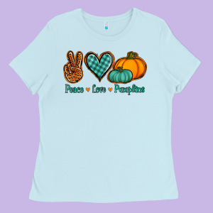 Peace Love Pumpkins Ladies Tee Designed By Jasminsmagicworld