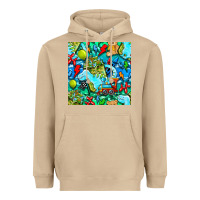 Mushroom boy child coffee cup and teddy bear with thunderbolts and camouflage s Heavyweight Hoodie - BundleAndBundleShop