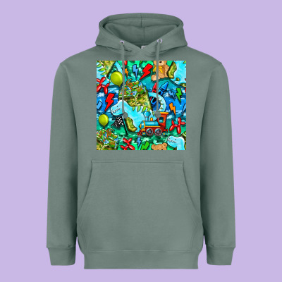 Boy Child Coffee Cup And Teddy Bear With Thunderbolts And Camouflage S Heavyweight Hoodie Designed By Bundleandbundleshop
