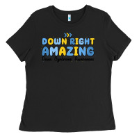 Black down right amazing down syndrome awareness Ladies Tee - MaliasSmallBusiness