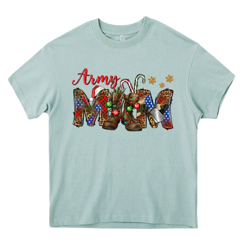 Christmas Army Mom Heavy Core Tee by NancyCooperArtShop | Teevron