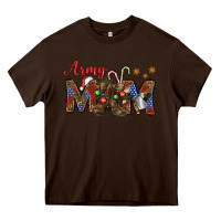 Chocolate Brown Christmas Army Mom Heavy Core Tee - NancyCooperArtShop
