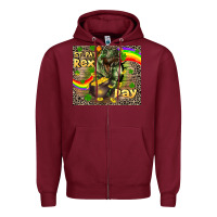 Burgundy St. Pat Rex Day Zipper Hoodie - CowGirlArtShop