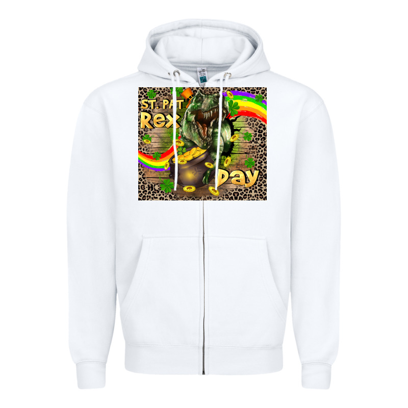 St. Pat Rex Day Zipper Hoodie by CowGirlArtShop | Teevron