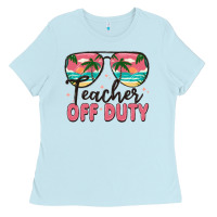 Baby Blue teacher off duty Ladies Tee - MaliasSmallBusiness