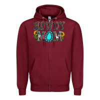 Burgundy Howdy mom mother's day Zipper Hoodie - HowdyJamesFarm