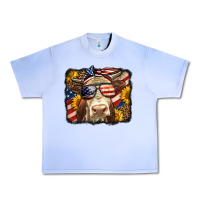 Grape Ice Western 4th Of July Cow Background Urban Heavy Tee - LillyAllenDesigns