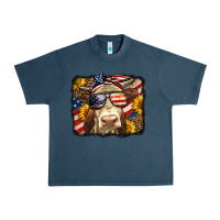 Midnight Navy Western 4th Of July Cow Background Urban Heavy Tee - LillyAllenDesigns