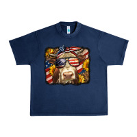 Navy Western 4th Of July Cow Background Urban Heavy Tee - LillyAllenDesigns