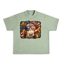 Oil Green Western 4th Of July Cow Background Urban Heavy Tee - LillyAllenDesigns