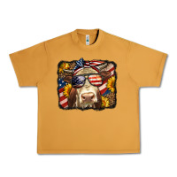Western 4th Of July Cow Background Urban Heavy Tee | Teevron