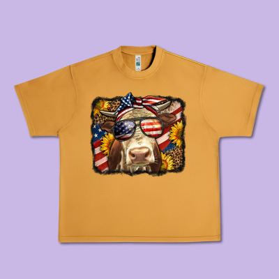 Western 4th Of July Cow Background Urban Heavy Tee Designed By Lillyallendesigns