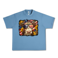Pebble Blue Western 4th Of July Cow Background Urban Heavy Tee - LillyAllenDesigns