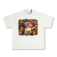 Pistachio Western 4th Of July Cow Background Urban Heavy Tee - LillyAllenDesigns