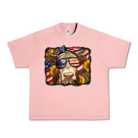 Salmon Western 4th Of July Cow Background Urban Heavy Tee - LillyAllenDesigns