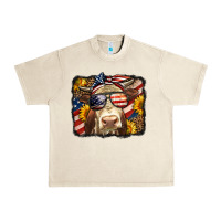 Sandshell Western 4th Of July Cow Background Urban Heavy Tee - LillyAllenDesigns