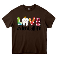 Chocolate Brown love dentallife Heavy Core Tee - AdoDesignShop