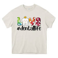Cream love dentallife Heavy Core Tee - AdoDesignShop