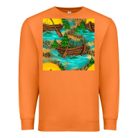 Carrot Lake Boat Rudder And Sunflowers Seamless Pattern Premium Sweatshirt - BundleAndBundleShop
