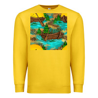Lemon Lake Boat Rudder And Sunflowers Seamless Pattern Premium Sweatshirt - BundleAndBundleShop