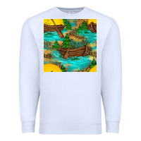 White Lake Boat Rudder And Sunflowers Seamless Pattern Premium Sweatshirt - BundleAndBundleShop