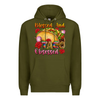 Army Green Blessed and taco obsessed Mexico Premium Hoodie - FaDigitalArtStudio