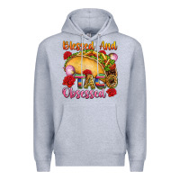 Heather Grey Blessed and taco obsessed Mexico Premium Hoodie - FaDigitalArtStudio