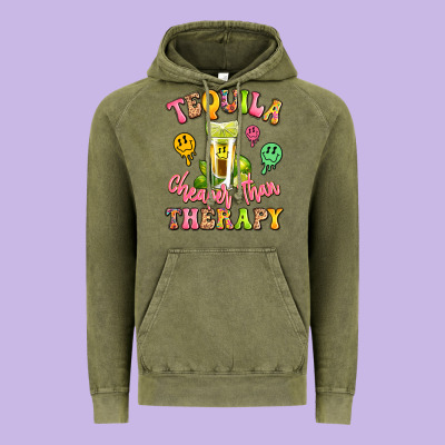 Tequila Cheaper Than Therapy Vintage Hoodie Designed By Lillyallendesigns