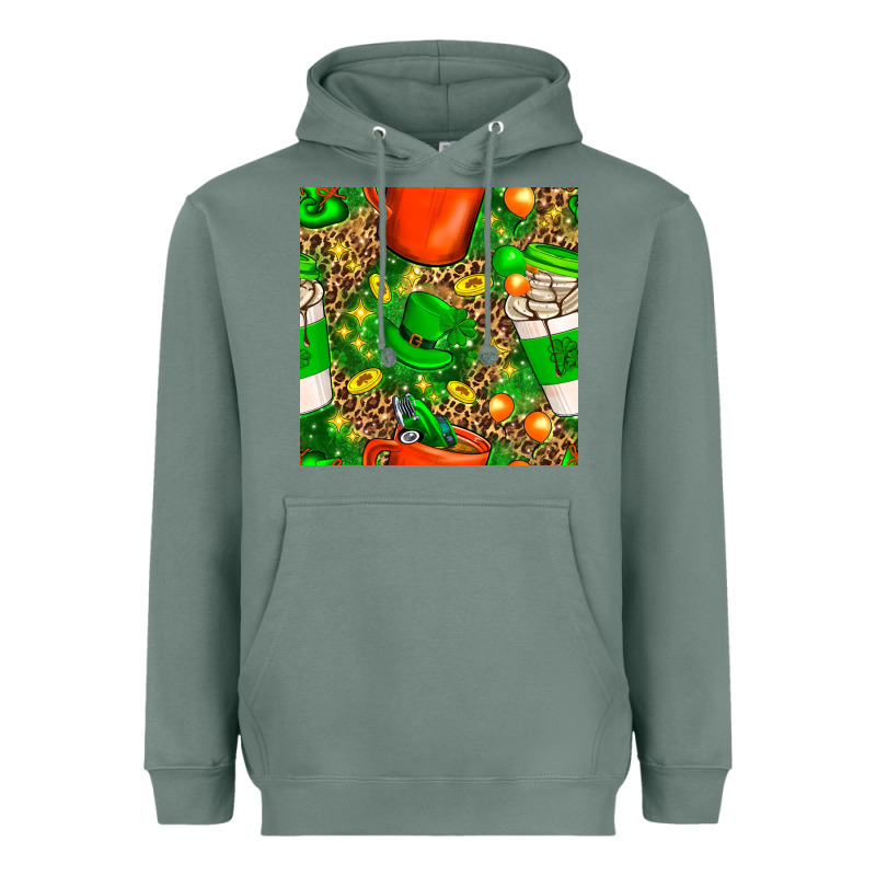 Coffee Cups St. Patrick's Day With Leopard Seamless Pattern Bbs Heavyweight Hoodie by BundleAndBundleShop | Teevron