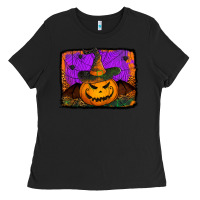 Black jack o' lantern pumpkin Ladies Tee - Jasminsmagicworld