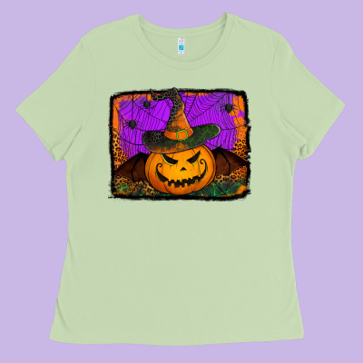 Jack O' Lantern Pumpkin Ladies Tee Designed By Jasminsmagicworld