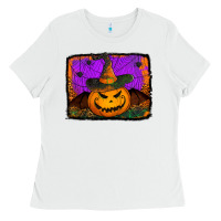 White jack o' lantern pumpkin Ladies Tee - Jasminsmagicworld