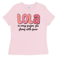 Bubblegum Pink lola in every season, she shines with grace Ladies Tee - MaliasSmallBusiness
