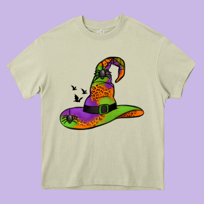 Witch Hat With Spiders Heavy Core Tee Designed By Jasminsmagicworld