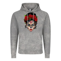 Cloud Rock mexican sugar skull messy bun woman Vintage Hoodie - LillyAllenDesigns
