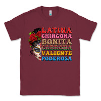 Burgundy mexican sugar skull latina chingona bonita Classic Tee - LillyAllenDesigns