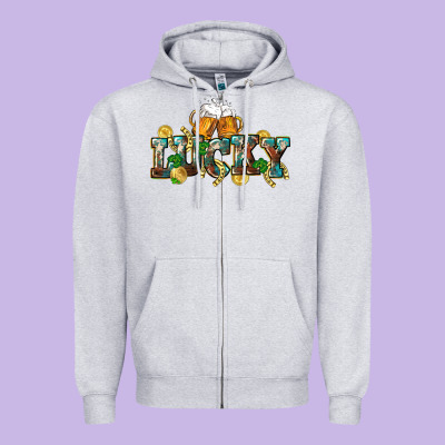 Lucky Beers St. Patrick's Day Zipper Hoodie Designed By Cowgirlartshop