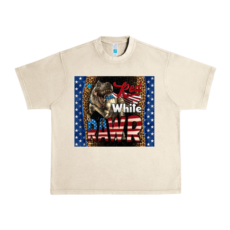 Western Red White Rawr Dinosaur Urban Heavy Tee by LillyAllenDesigns | Teevron