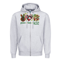 Heather Grey Peace love dia de los muertos Mexico Zipper Hoodie - HowdyJamesFarm